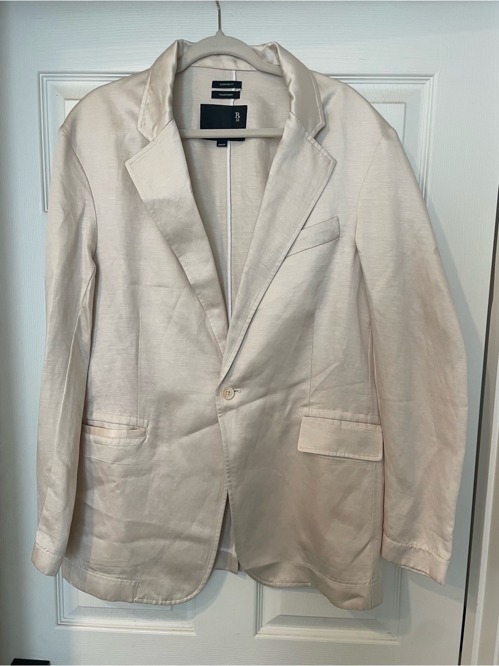 R13 Women's Light Cream Single-Button Oversized Blazer and Pants Set
